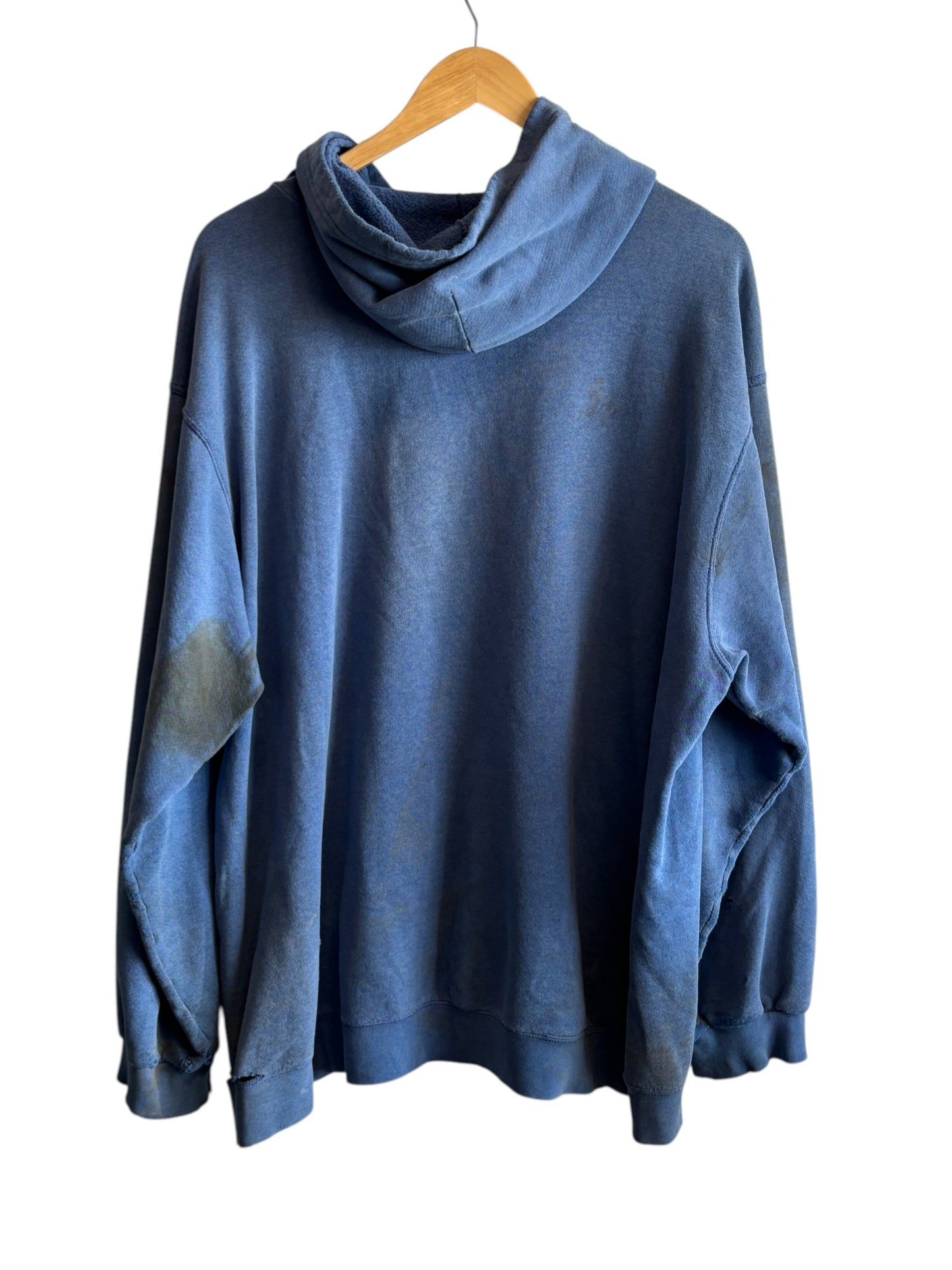 Vintage Thrashed Nike Blue Center Swoosh Hoodie Size XL