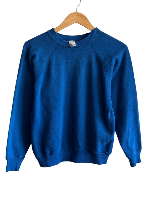 Vintage 80's Tultex Blue Blank Crewneck Sweater Size Medium
