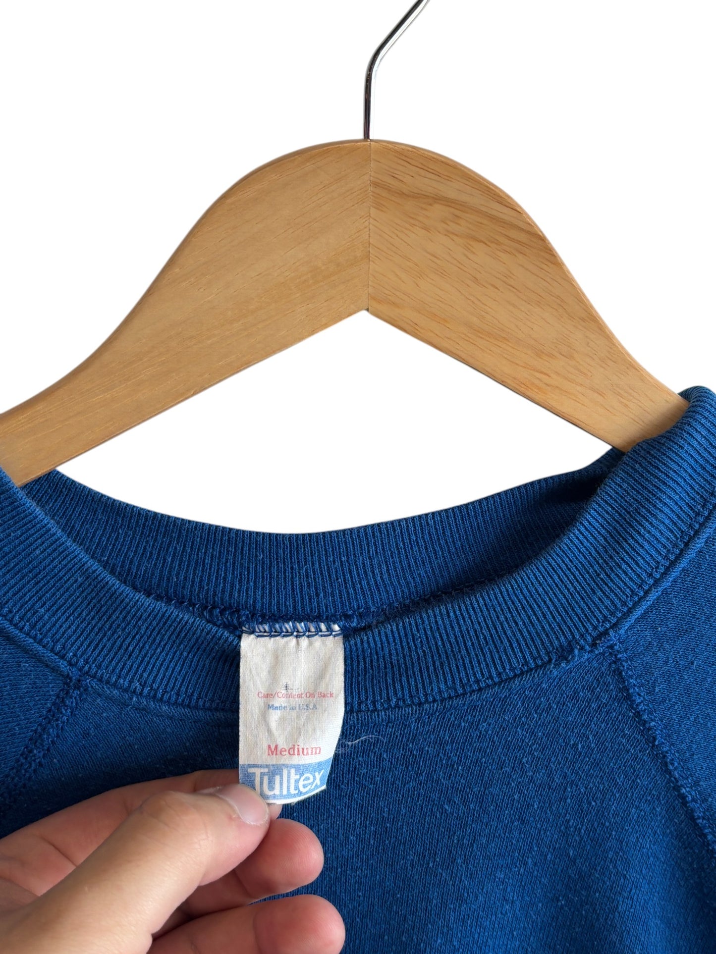 Vintage 80's Tultex Blue Blank Crewneck Sweater Size Medium