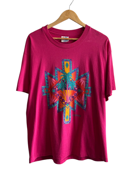 Vintage 90's California Palm Tree Art Graphic Tee Size XL