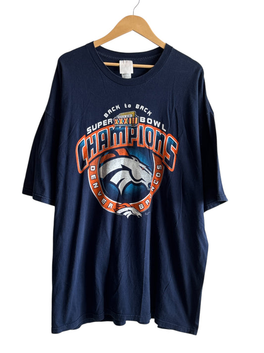 Vintage Denver Broncos Back to Back Super Bowl Champions Tee Size 3XL