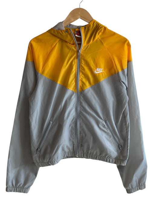 Vintage 80's Nike Grey Yellow Zip Up Windbreaker Jacket Size Small