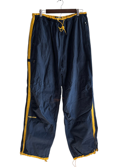 Vintage Y2K Ying Yang Navy Blue Yellow Track Pants Size XL
