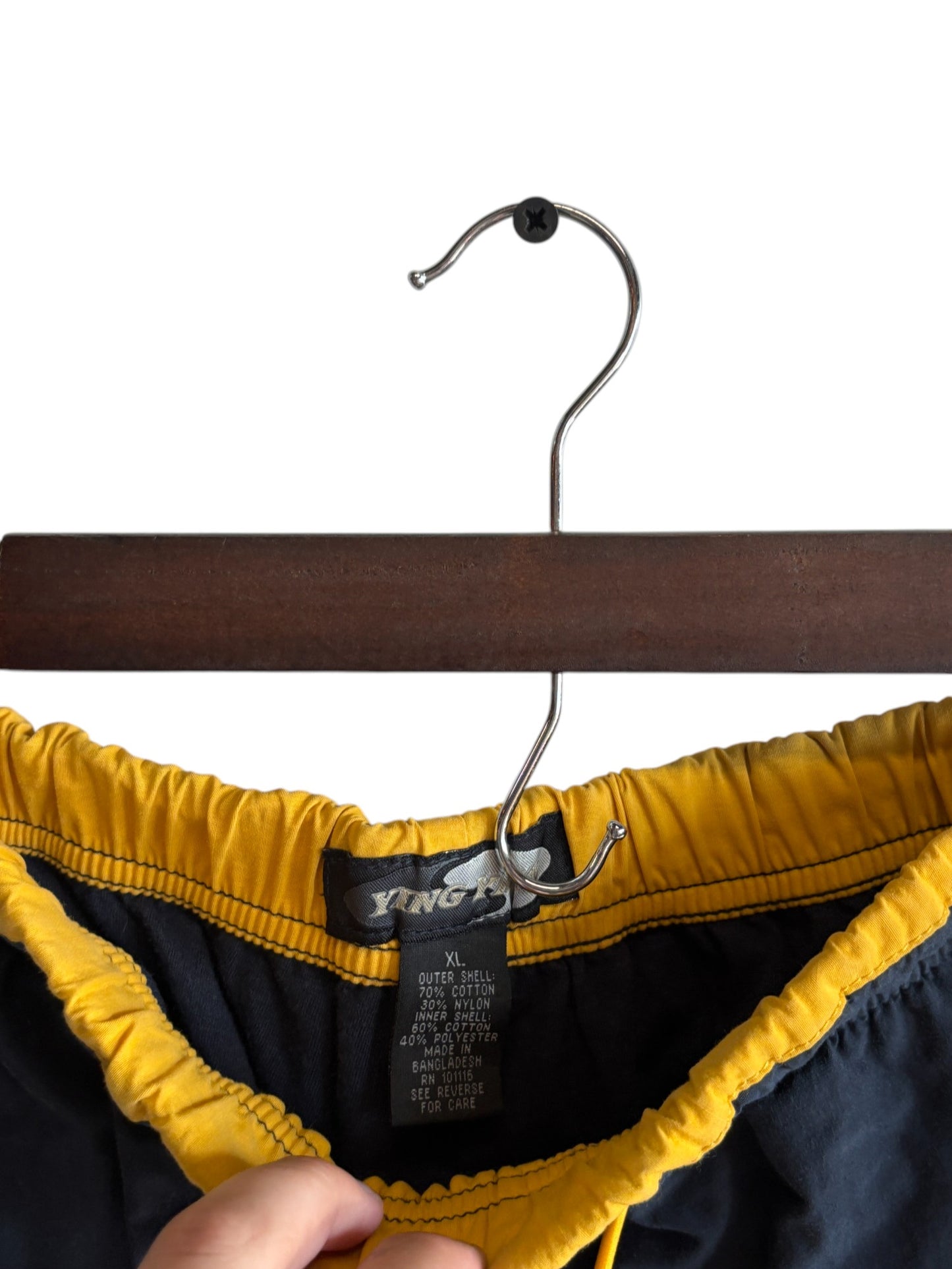 Vintage Y2K Ying Yang Navy Blue Yellow Track Pants Size XL