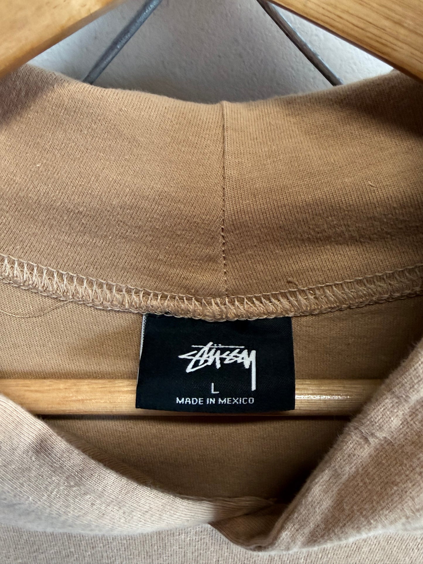 Stussy 8 Ball Logo Hooded Long Sleeve Shirt Size Large