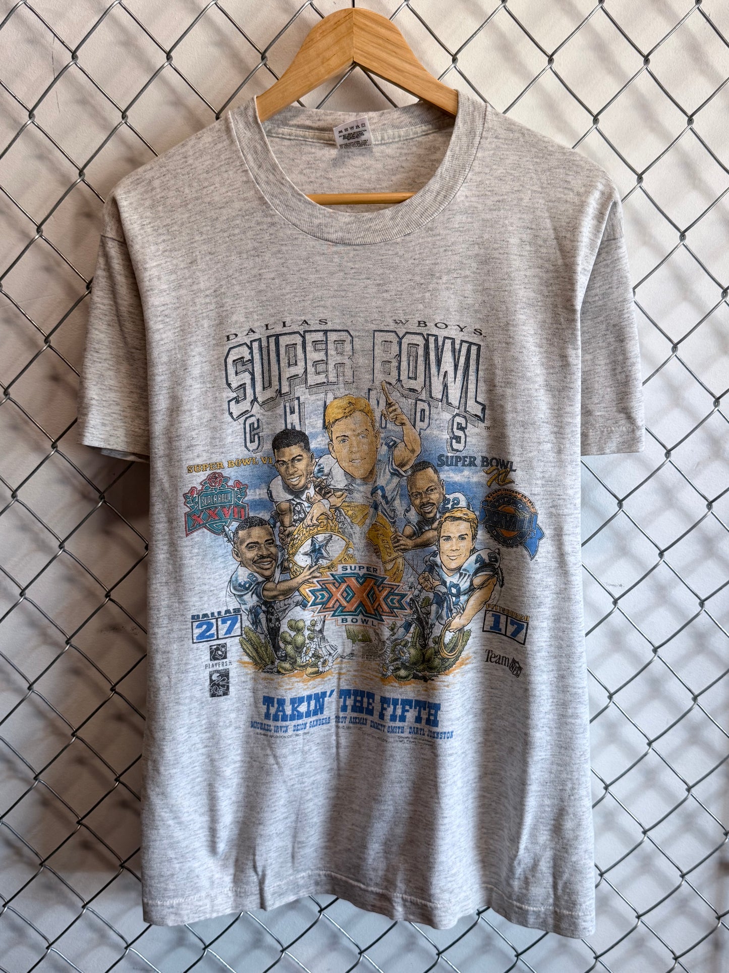 Vintage Dallas Cowboys Super Bowl Champions Big Head Cartoon Tee Size Large