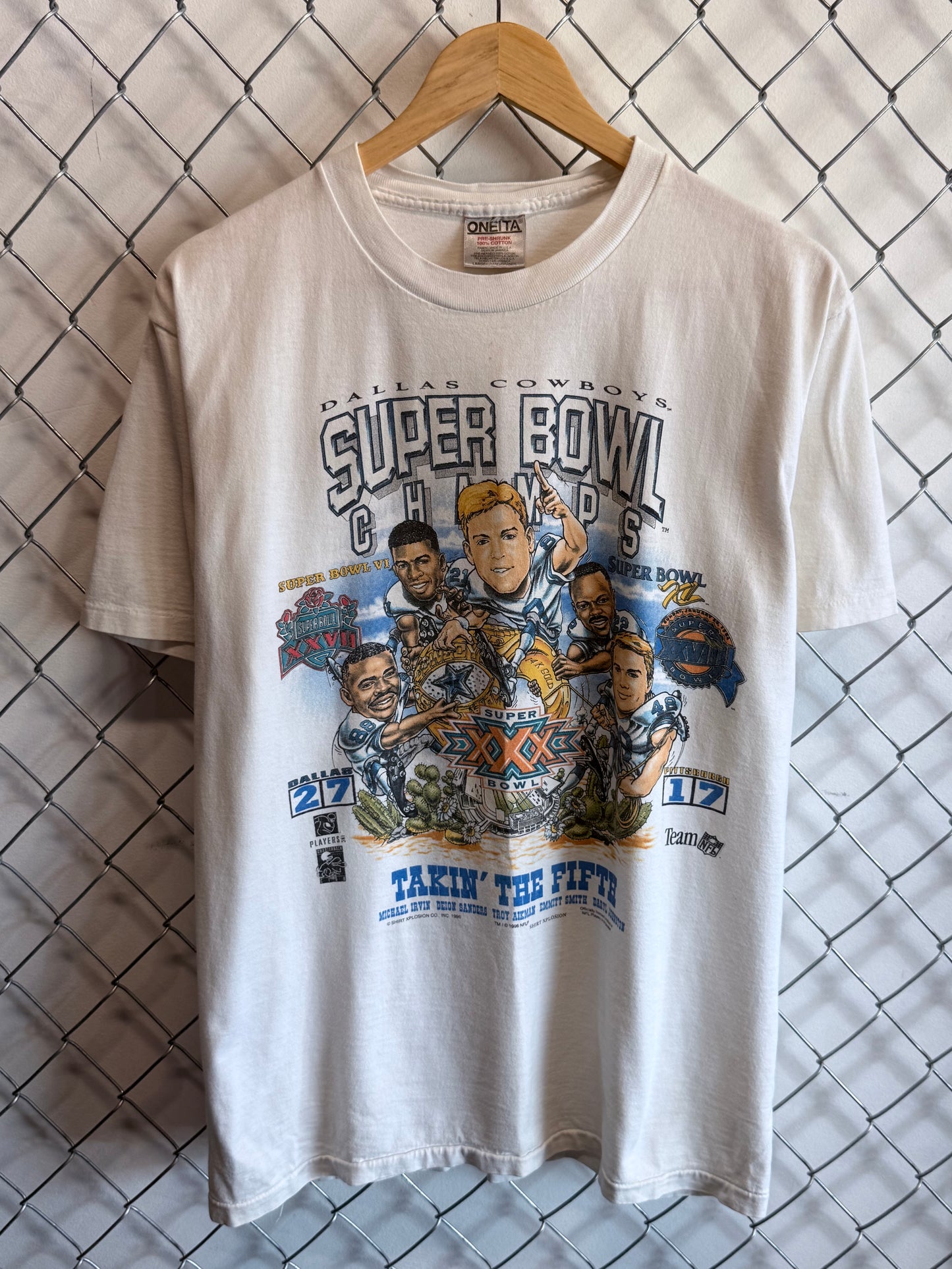 Vintage Dallas Cowboys Super Bowl Champions Big Head Cartoon Tee Size Large