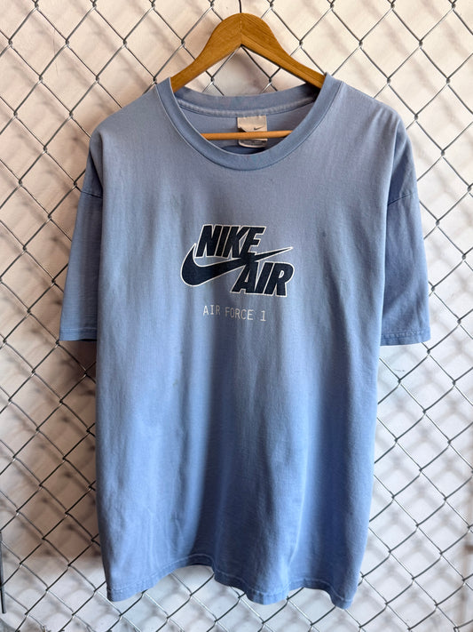 Vintage Y2K Nike Air Force 1 Blue Graphic Tee Size XL