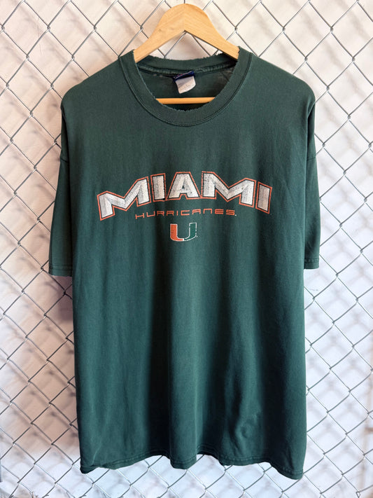 Y2K Miami Hurricanes Collegiate Logo Graphic Tee Size XXL