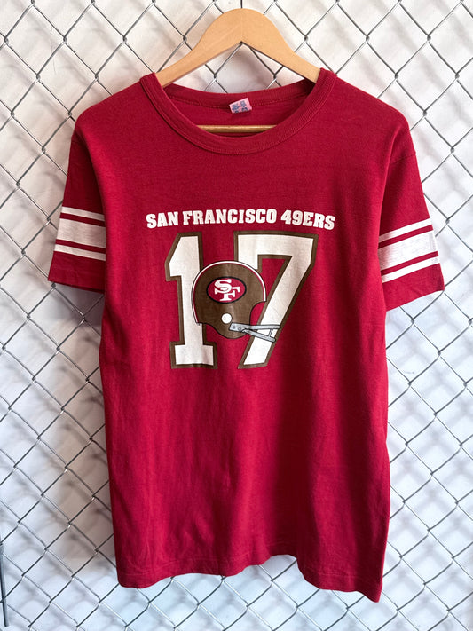 Vintage 80's Champion San Francisco 49ers Jersey Style Tee Size Large