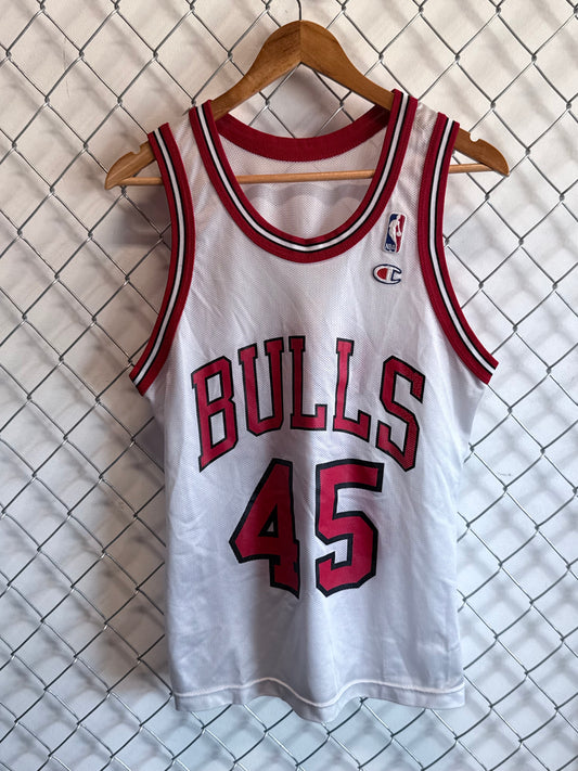 Vintage 90's Champion Chicago Bulls White Jordan #45 Jersey Size Medium