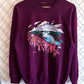 Vintage 90's Maroon Mountain Scene Nature Crewneck Sweater Size Large