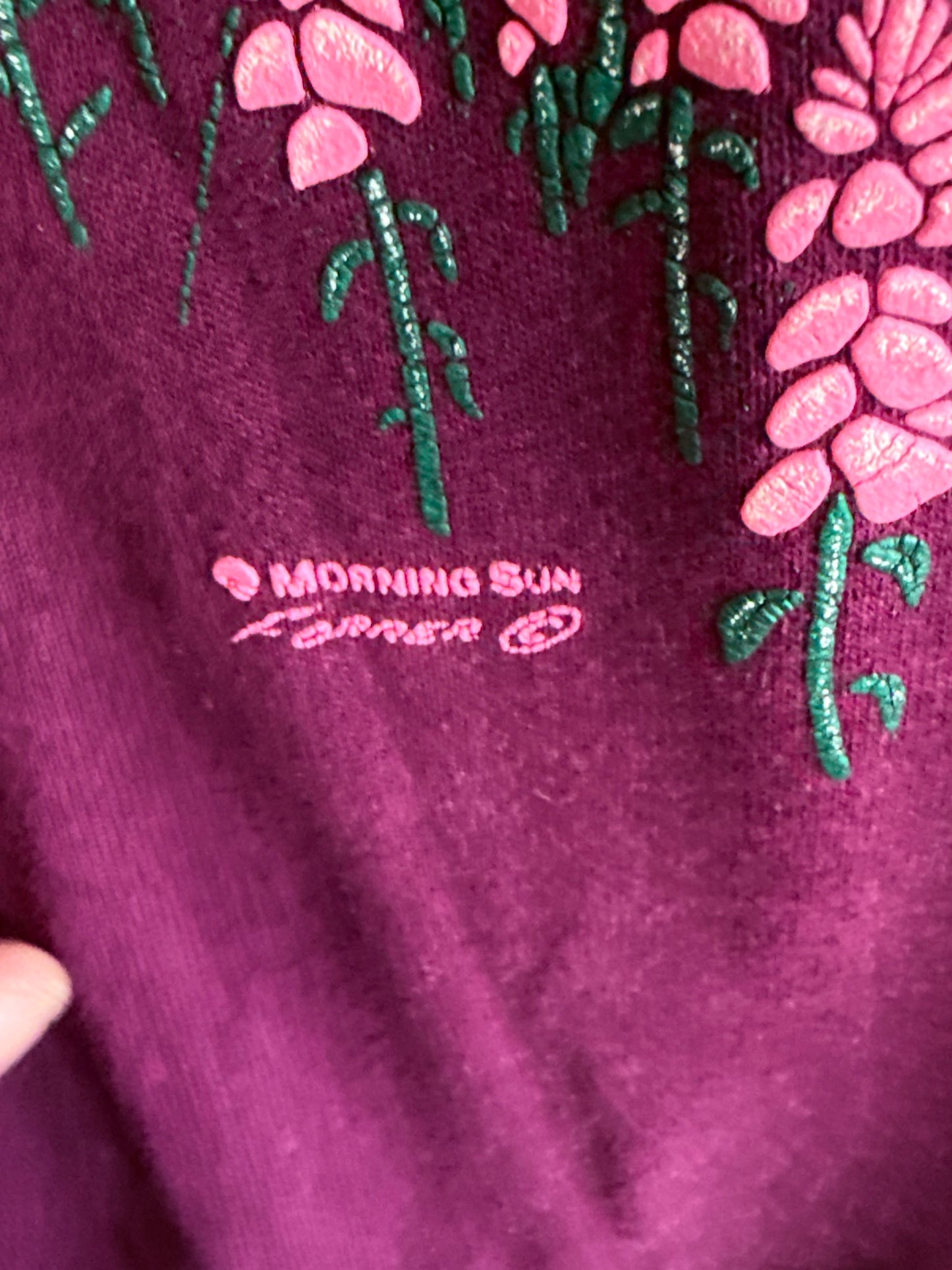 Vintage 90's Maroon Mountain Scene Nature Crewneck Sweater Size Large
