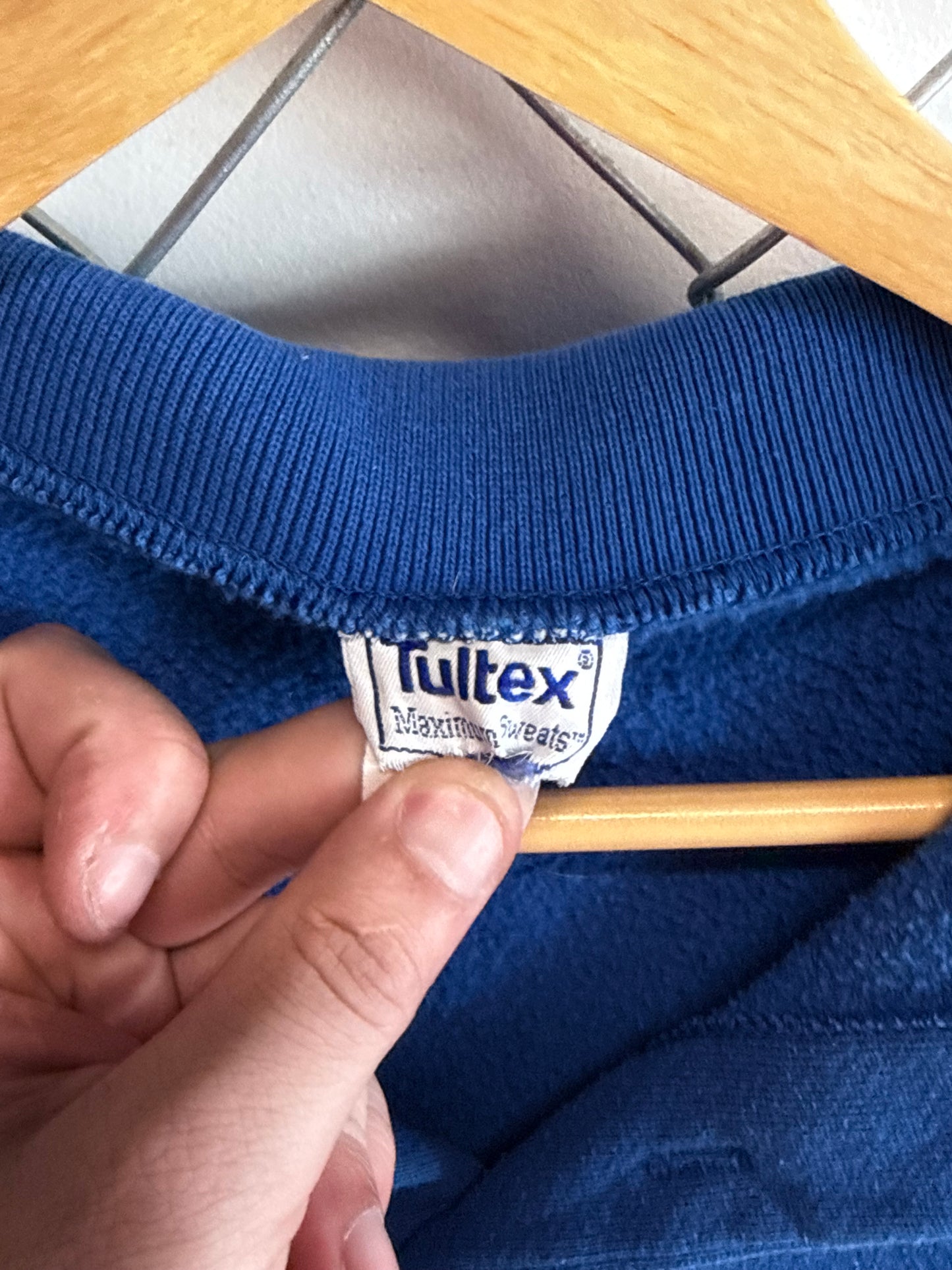 Vintage 90's Tultex Maximum Sweats Blue Collared Sweater Size Large