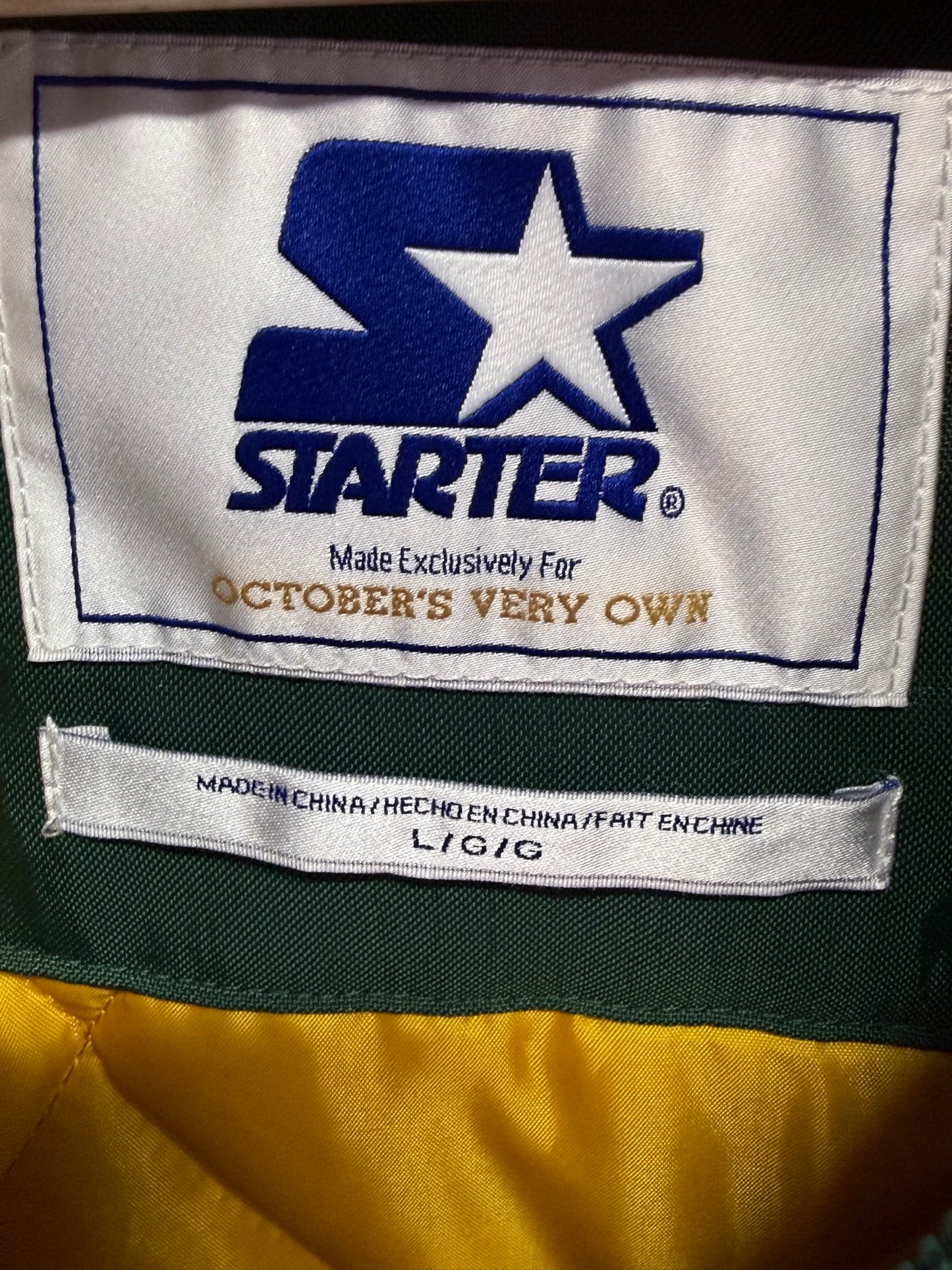 Starter x OVO Green Bay Packers Puffer Jacket Size XL