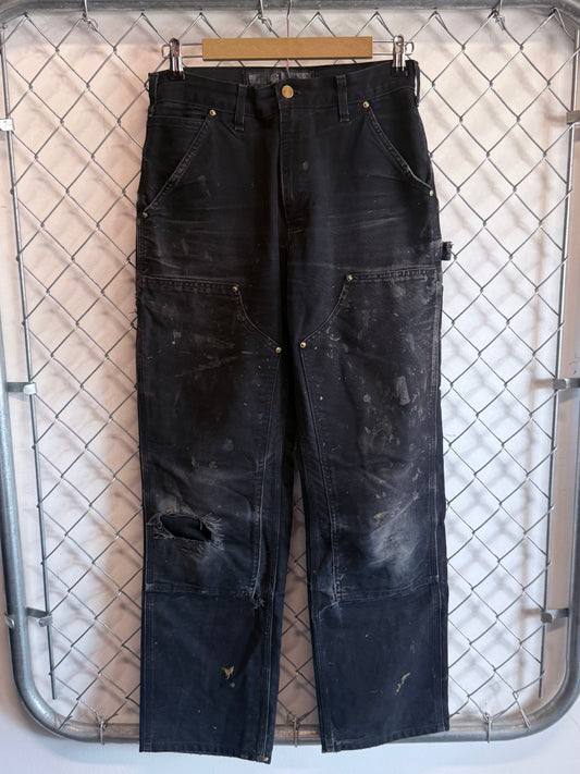 Carhartt Black Distressed Double Knee Carpenter Pants Size 29x32