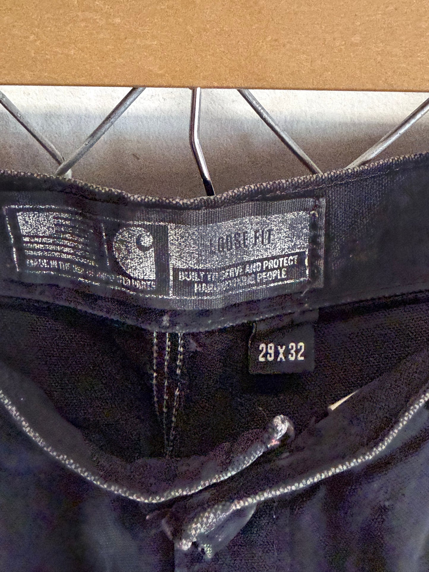 Carhartt Black Distressed Double Knee Carpenter Pants Size 29x32