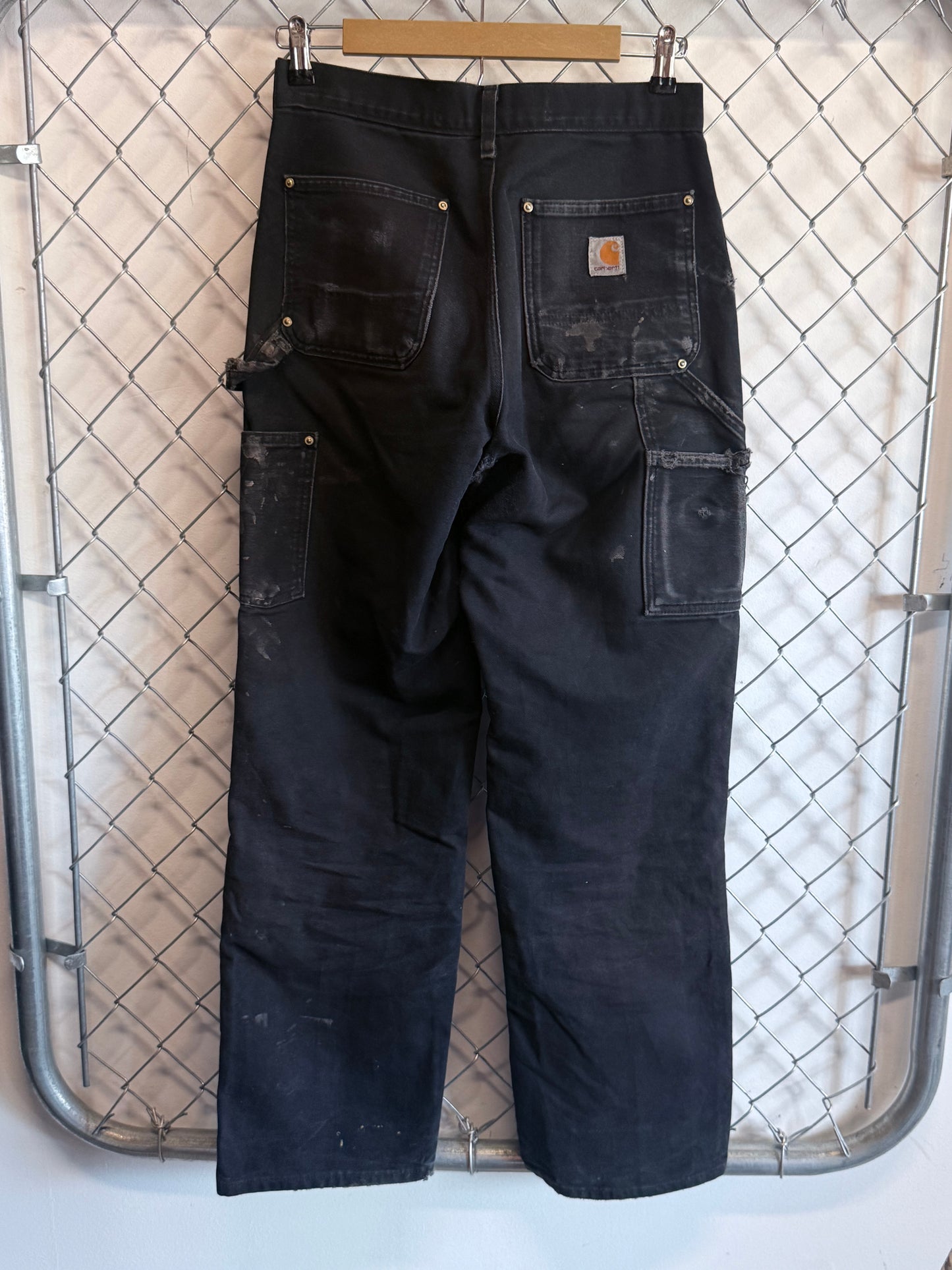 Carhartt Black Distressed Double Knee Carpenter Pants Size 29x32