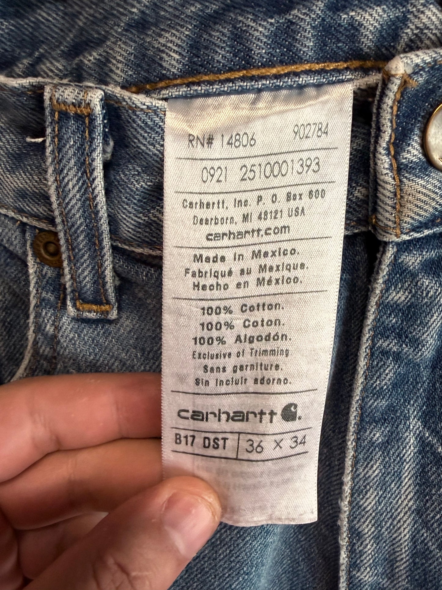 Carhartt Denim Dungaree Carpenter Jeans Size 36x32