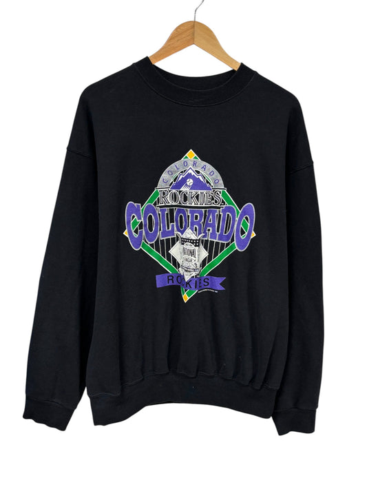 Vintage 90's Colorado Rockies Baseball Graphic Crewneck Sweater Size XL