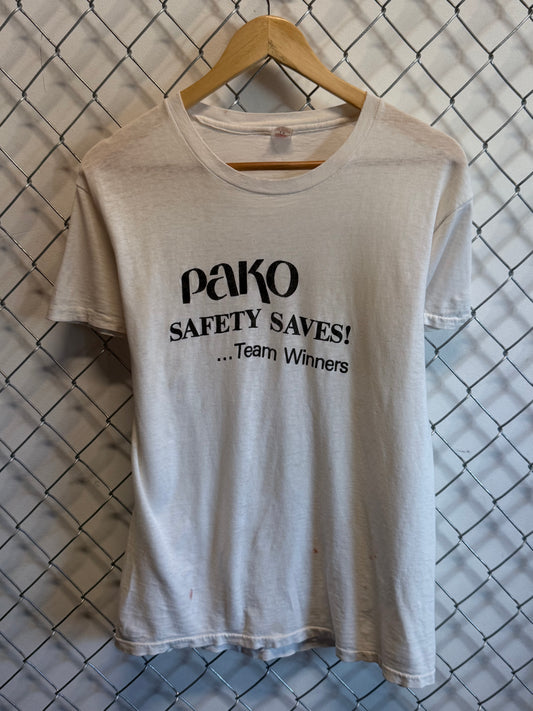 Vintage 80's Safety Saves Graphic Tee Size Large