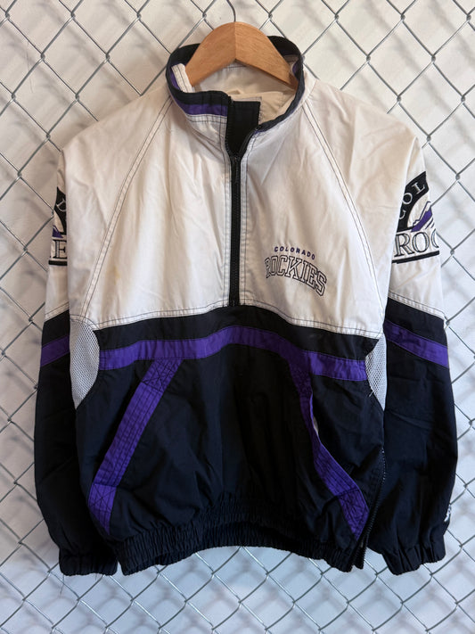 Vintage 90's Starter Colorado Rockies Zip Up Windbreaker Jacket Size Large