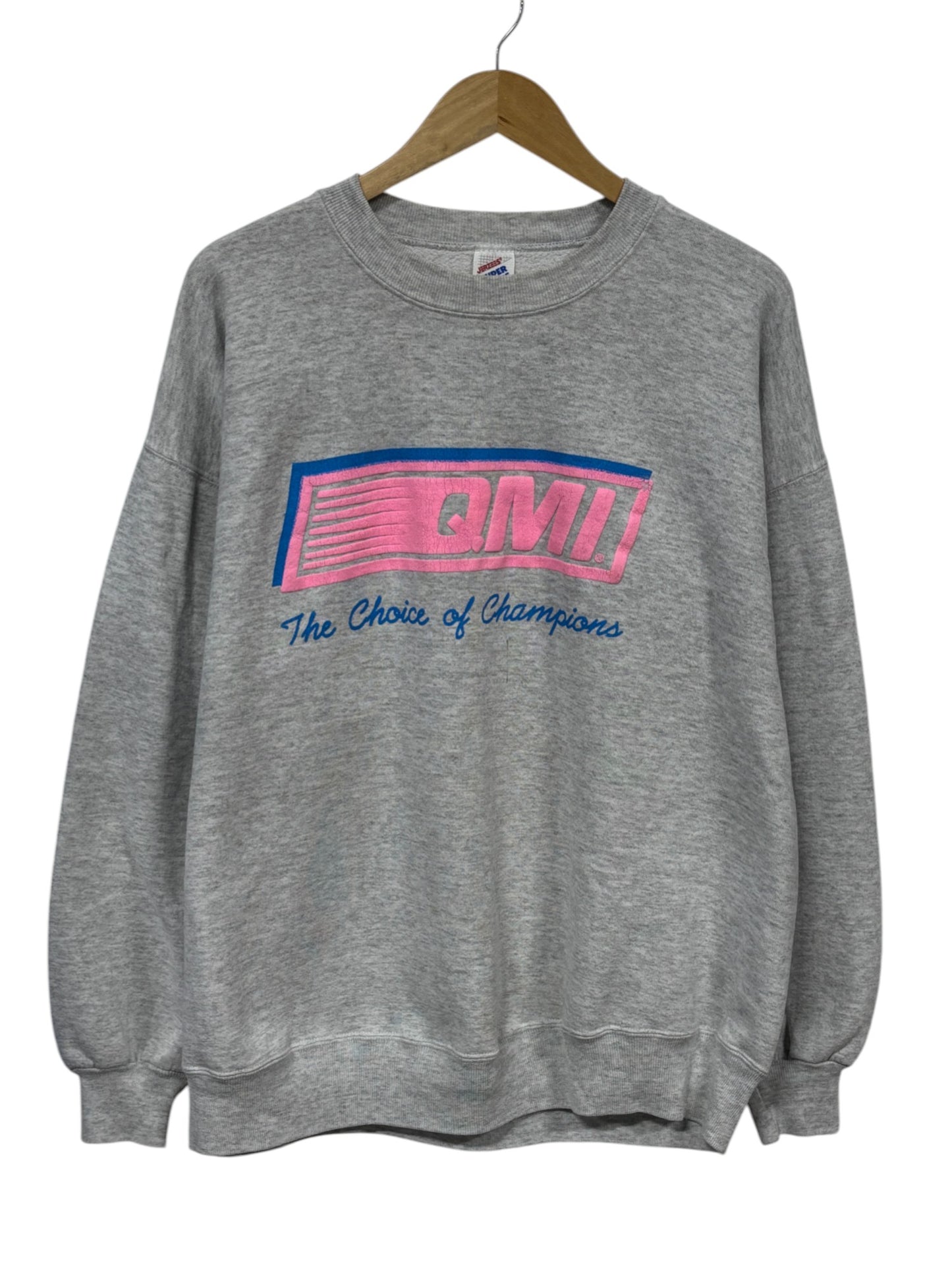 Vintage 90's QMI Puff Print Choice of Champions Grey Sweater Size XXL