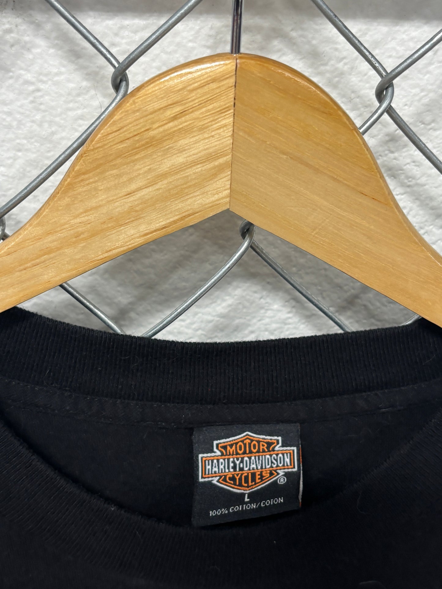 Vintage 90's Harley Davidson Felt Logo Flame Graphic Tee Size Large