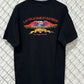 Vintage 90's Harley Davidson Felt Logo Flame Graphic Tee Size Large