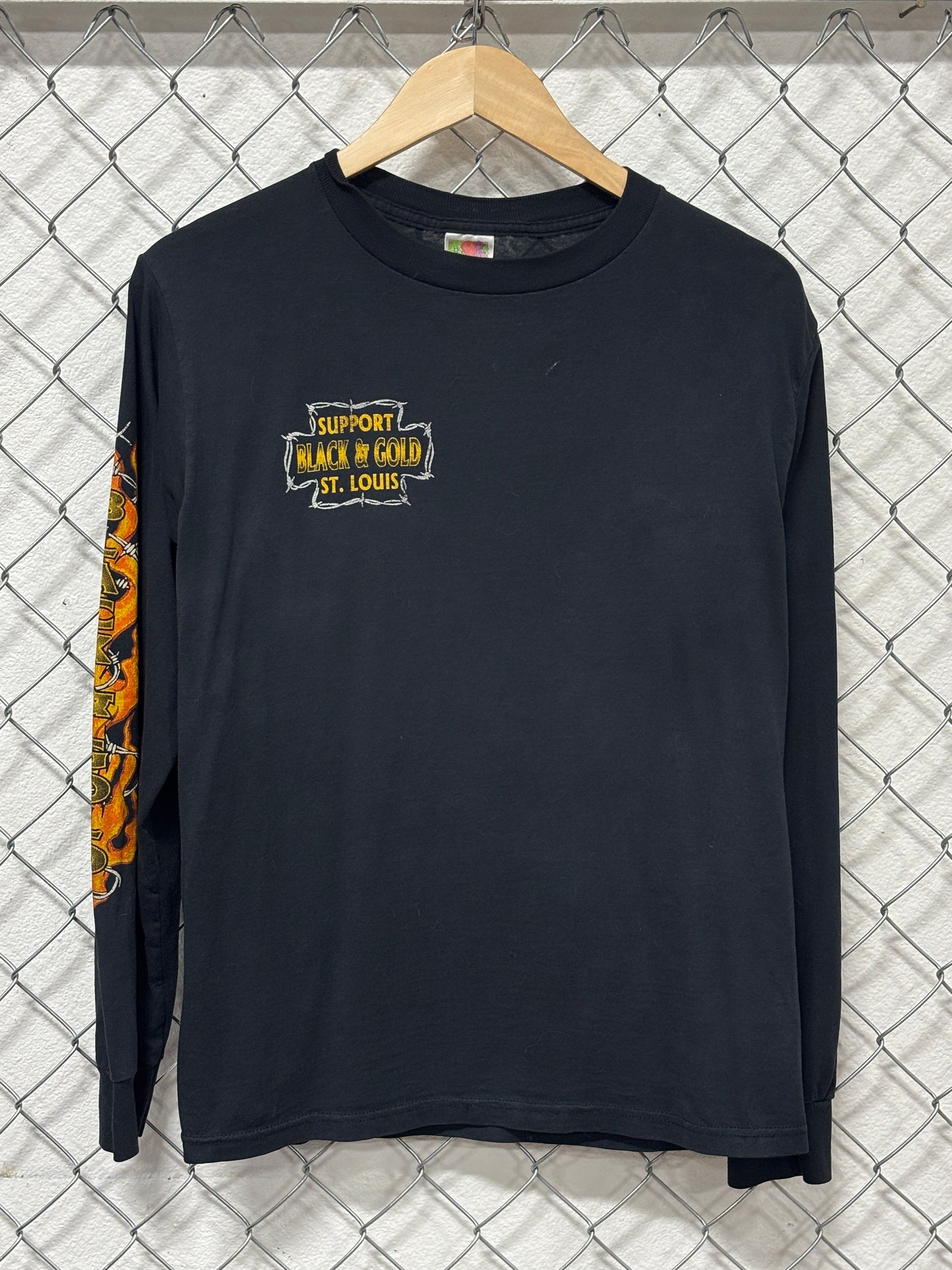 Vintage St Louis Black and Gold Bike Club Long Sleeve Shirt Size Medium