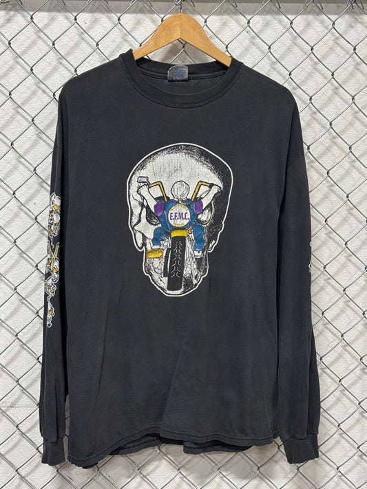 Vintage EFMC Bike Club Motorcycle Long Sleeve Graphic Shirt Size XL