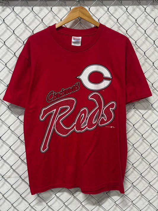 Vintage 90's Cincinnati Reds Baseball Big Print Graphic Tee Size Large