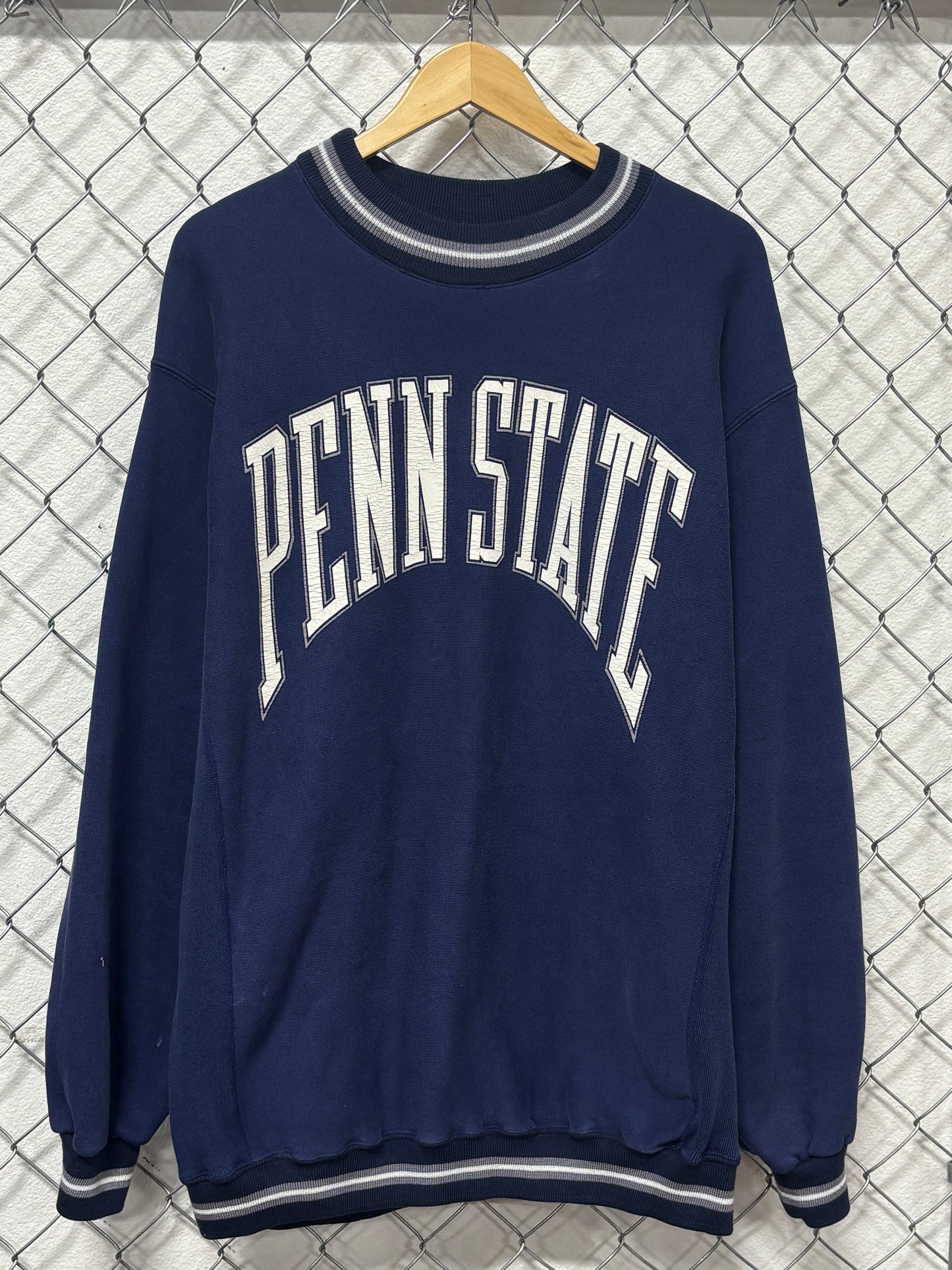 Vintage 90's Penn State Collegiate Spell Out Navy Blue Sweater Size XXL