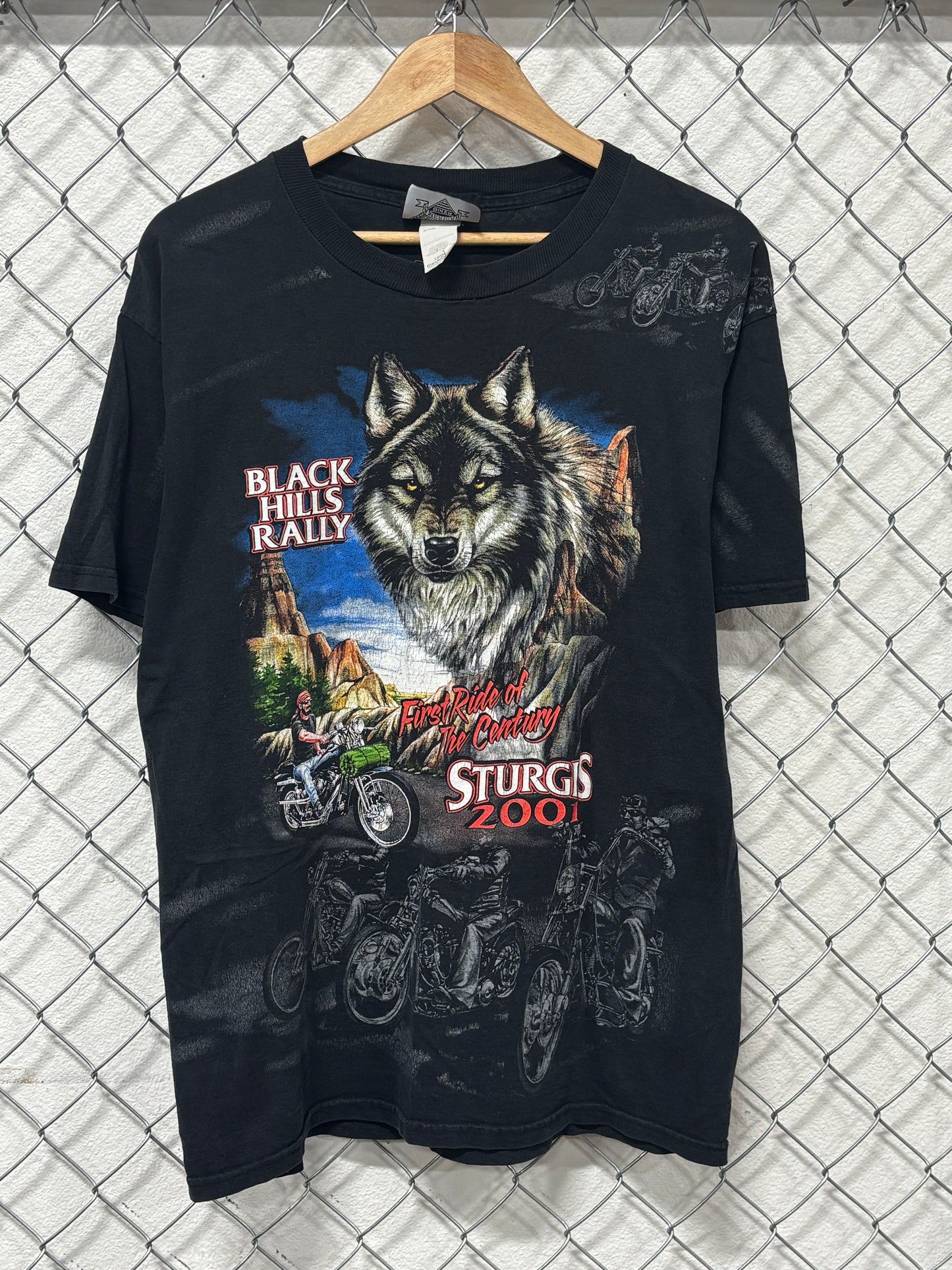 Vintage Harley Davidson Sturgis Black Hills All Over Print AOP Tee Size Large