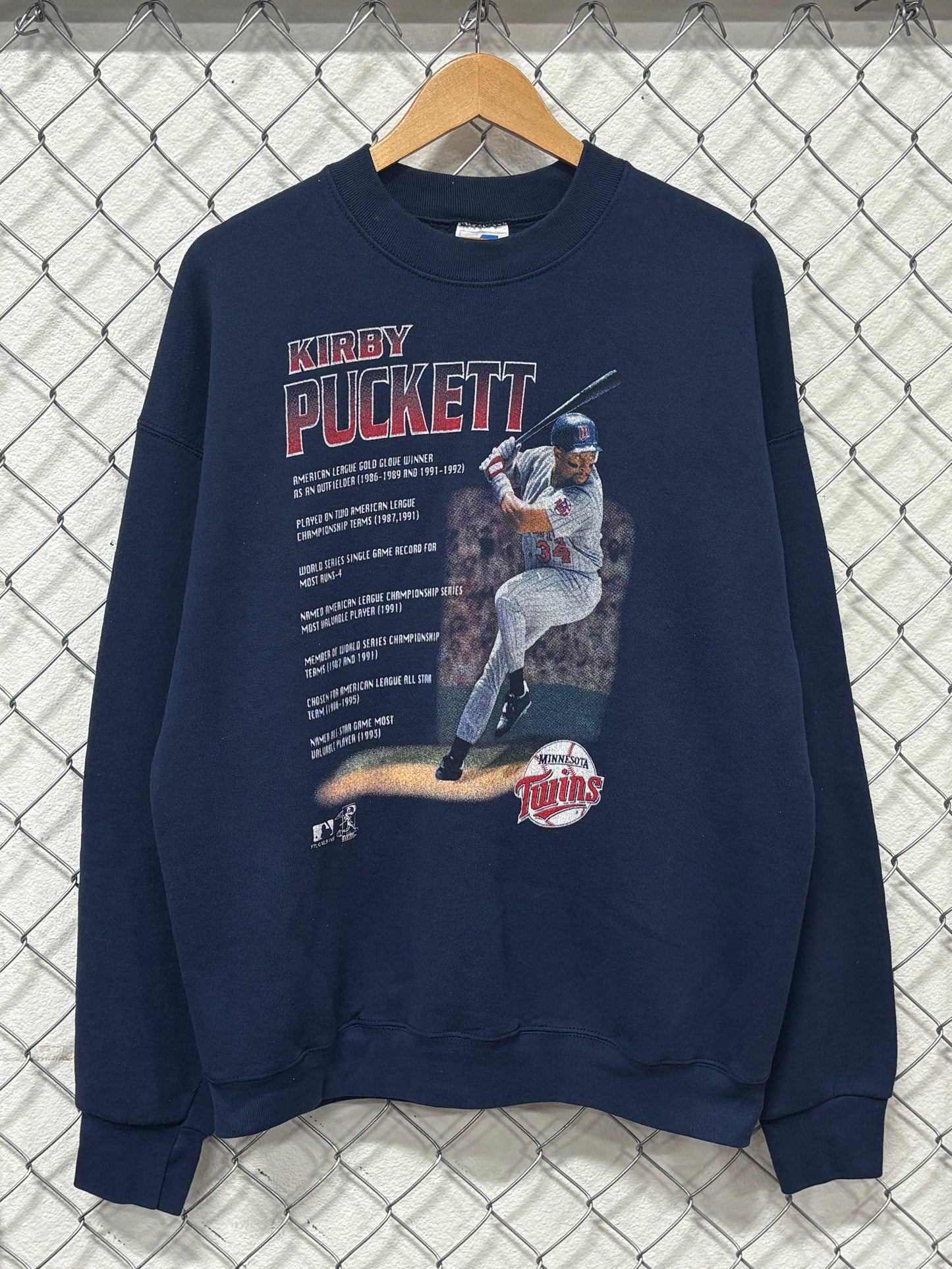 Vintage 90's Kirby Puckett Minnesota Twins Baseball Sweater Size XL