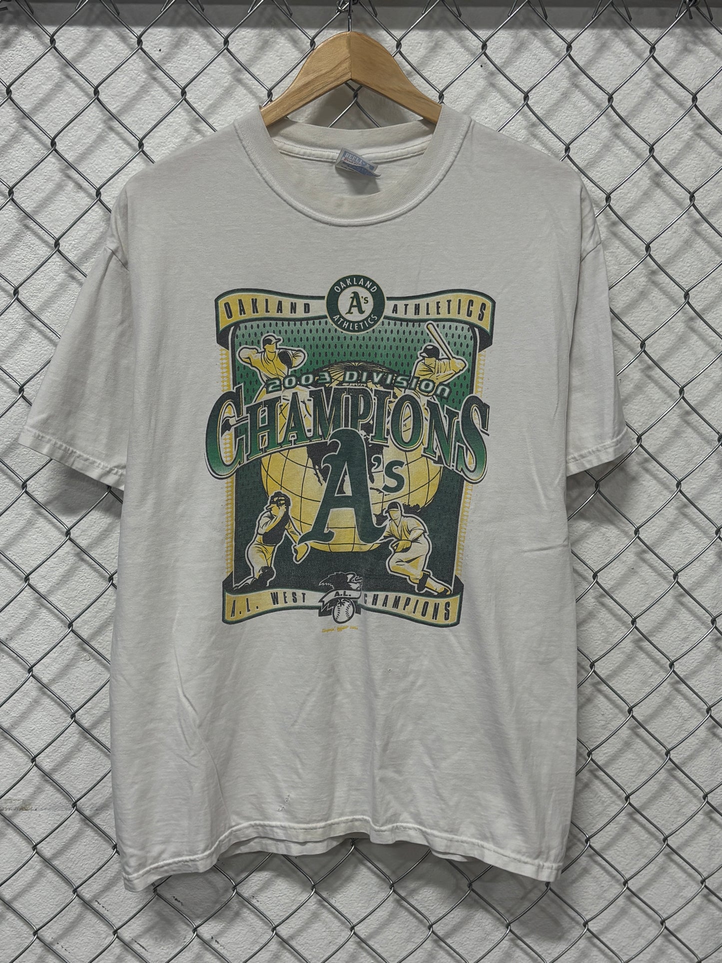 Y2K Oakland Athletics Division Champions Baseball Graphic Tee Size Large