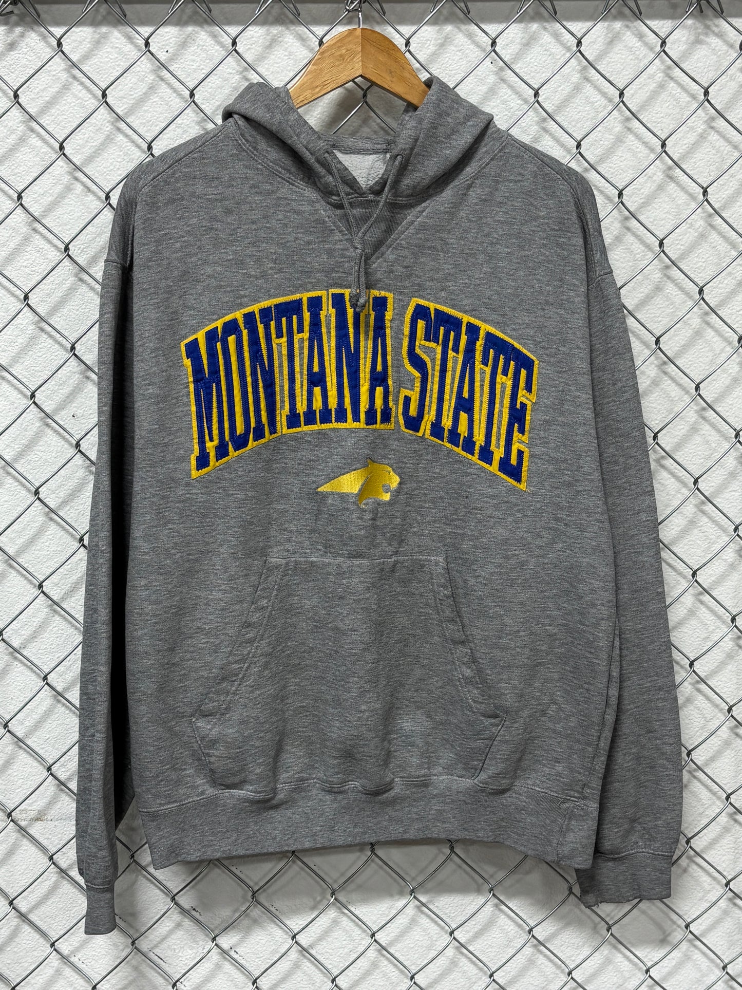 Vintage 90's Montana State University Bobcats Grey Hoodie Size XL