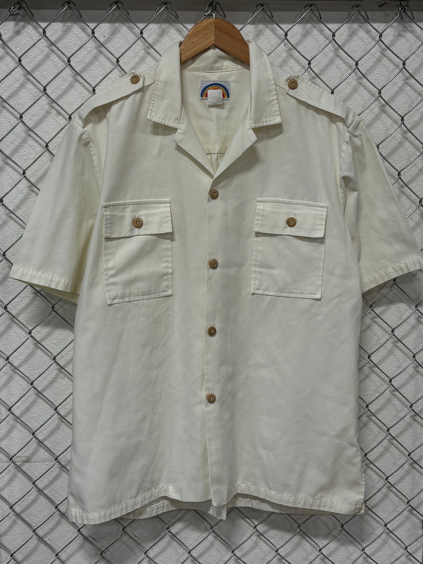 Vintage Made in Paradise Heavy Weight White Button Up Shirt Size XL