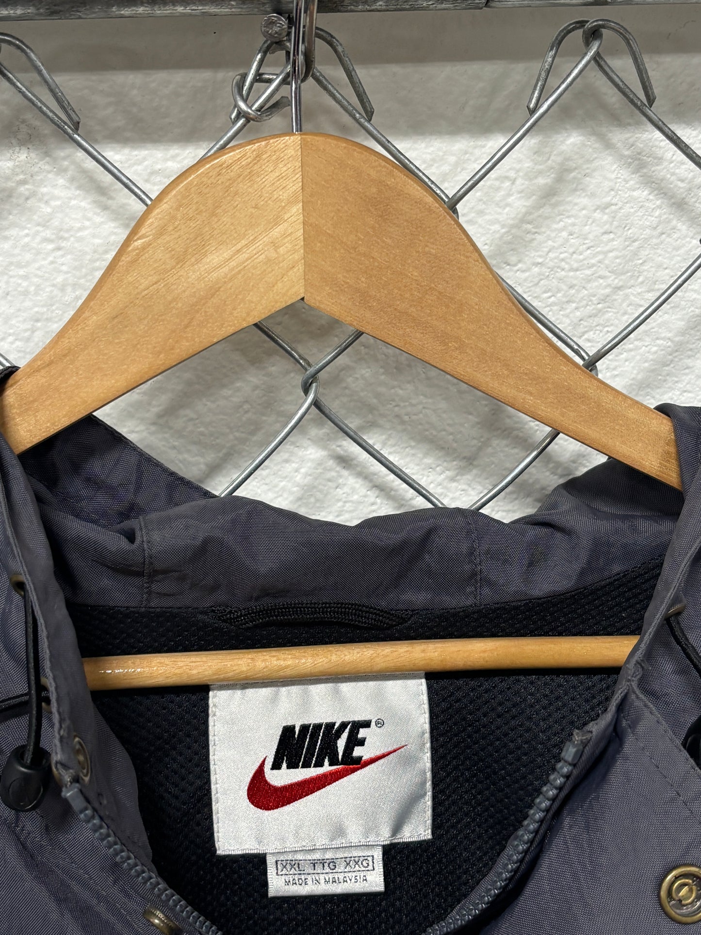 Vintage 90's Nike Grey Swoosh Button Up Zip Jacket Size XXL