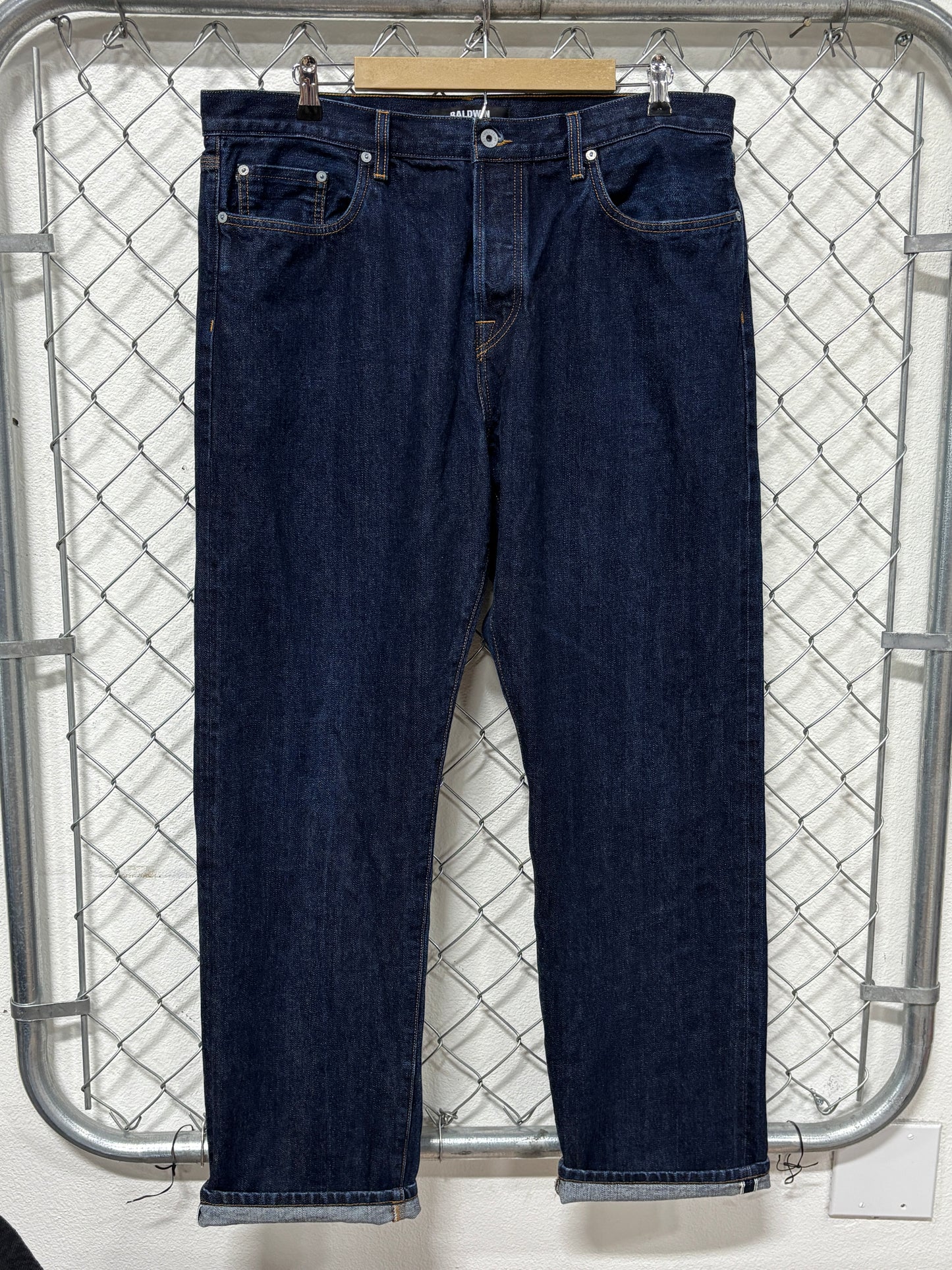 Baldwin The Reed Straight Leg Selvedge Japanese Denim Jeans Size 38x34