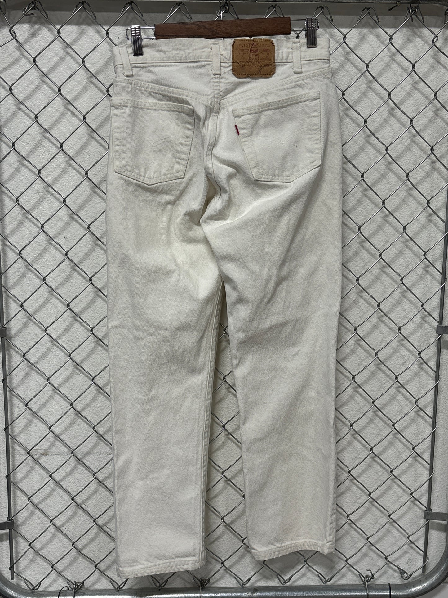 Vintage 90's Women's Levi's 501 White Denim Button Up Jeans Size 28x29