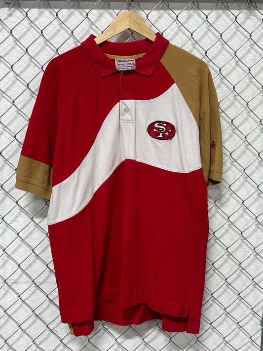 Vintage 90's San Francisco 49ers Multi Color Football Polo Shirt Size XL