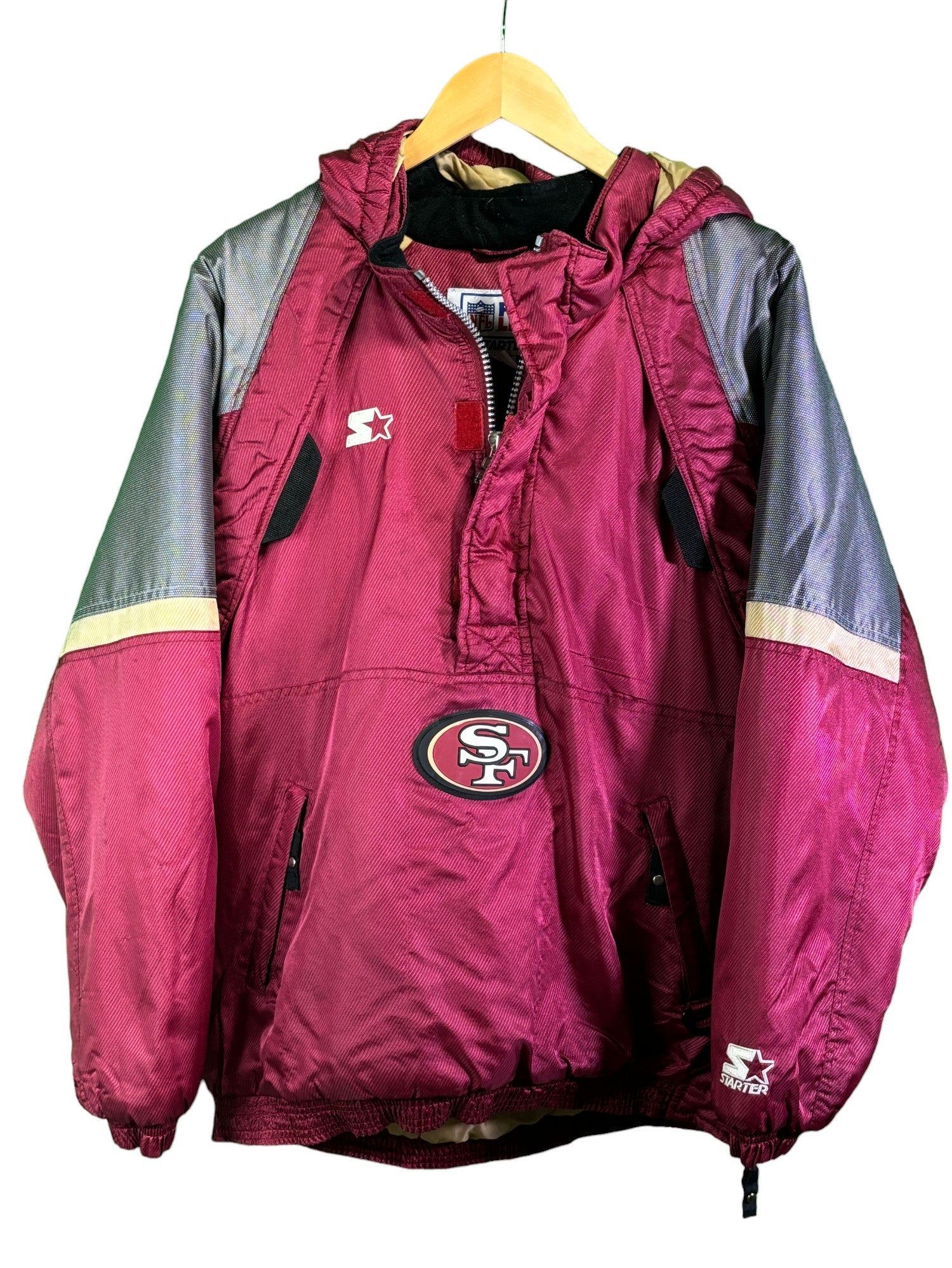 VINTAGE STARTER NFL SAN FRANCISCO 49'S PULLOVER PUFFER hot JACKET, SZ XL