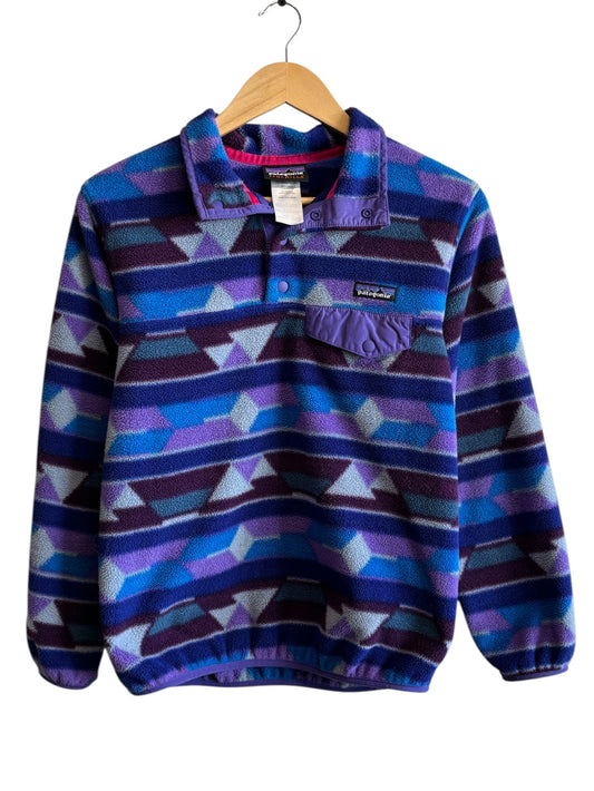 Vintage Patagonia Women's Synchilla Snap T Pullover Purple Sweater Size Medium