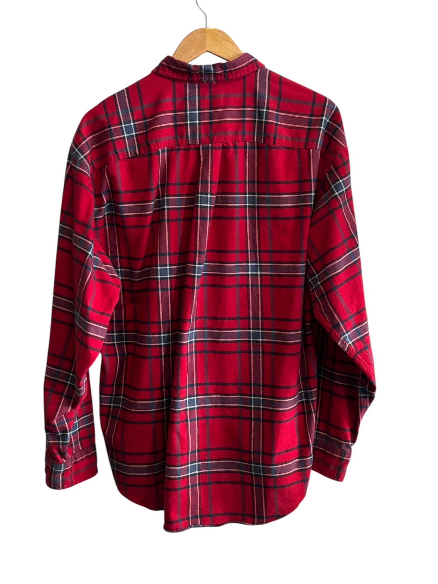 Vintage St Johns Bay Red Flannel Button Up Shirt Size Large