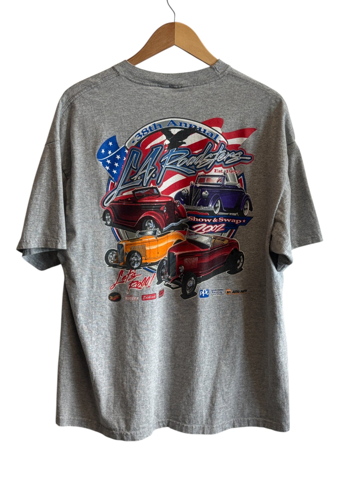 Vintage 2002 LA Roadsters Classic Car Graphic Tee Size XL