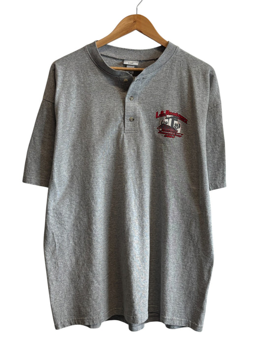 Vintage 00's LA Roadster Classic Car Henley Graphic Tee Size XL