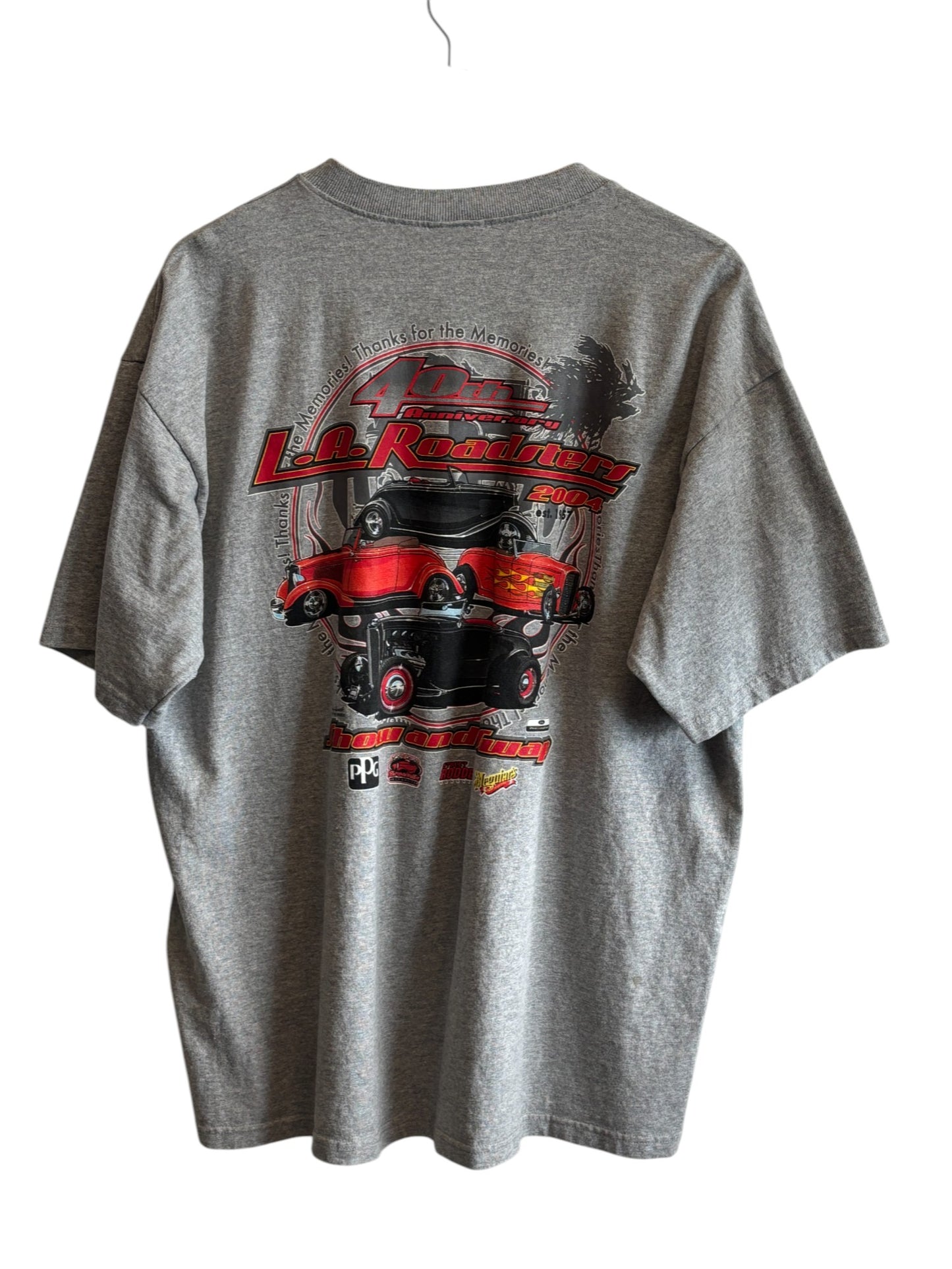 Vintage 00's LA Roadster Classic Car Henley Graphic Tee Size XL