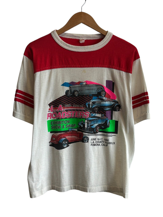Vintage 1990 LA Roadsters Classic Car Graphic Tee Size Large