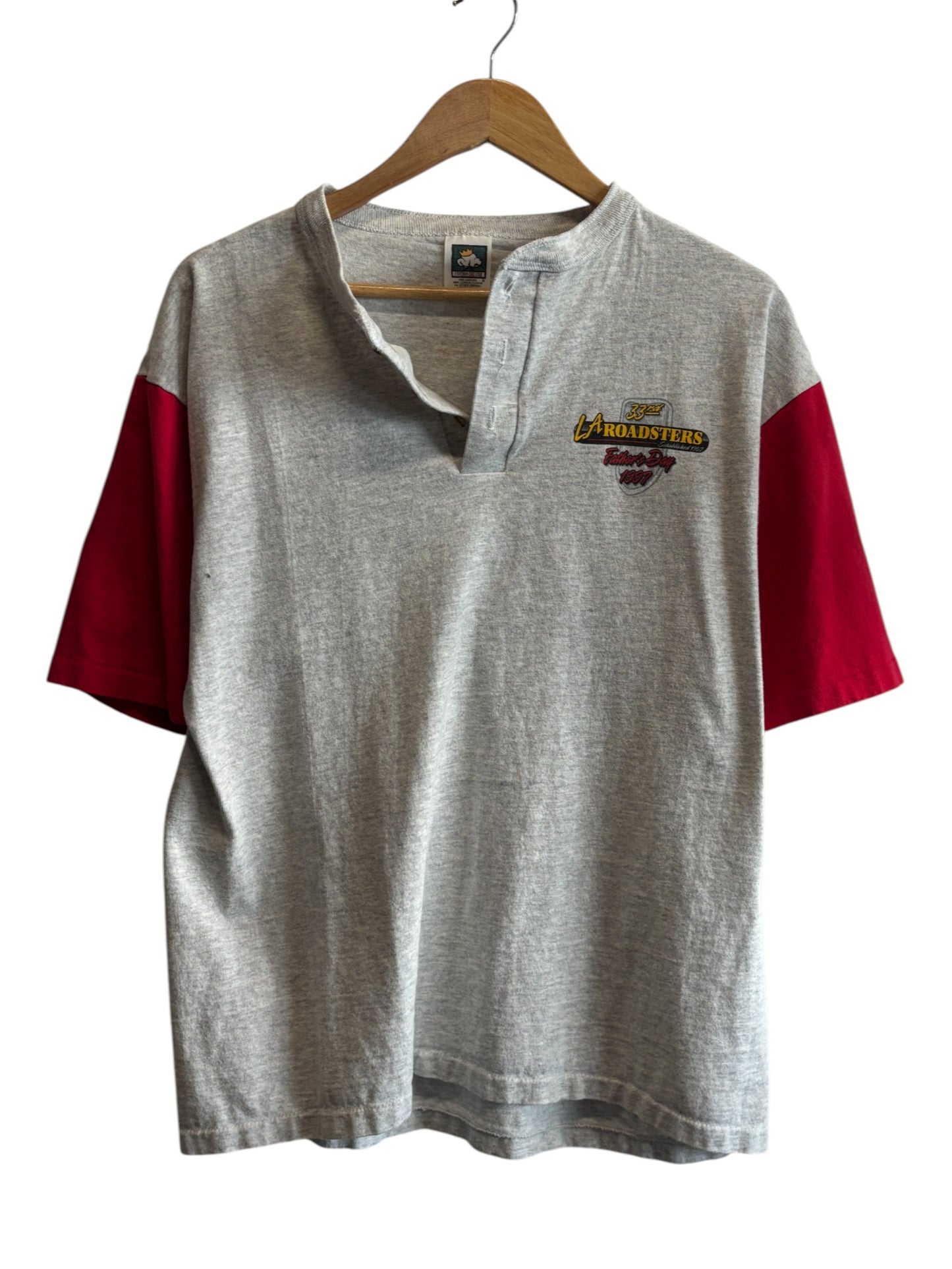 Vintage 1997 LA Roadsters Classic Car Hot Rod Henley Tee Size Large